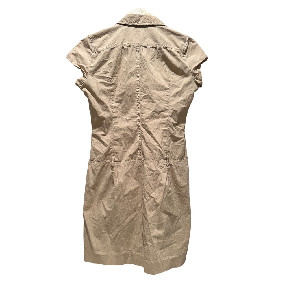 Ralph Lauren Vintage Khaki Safari Shirt Dress Utility Button Front Size 10 Y2K - Picture 2 of 5